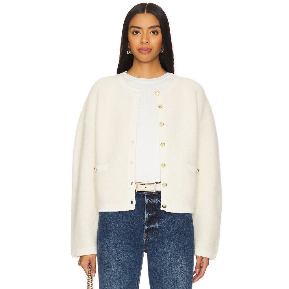 Rag & Bone Women's Cream Kaia Bouclé Cardigan Sweater Top Size Small NWOT